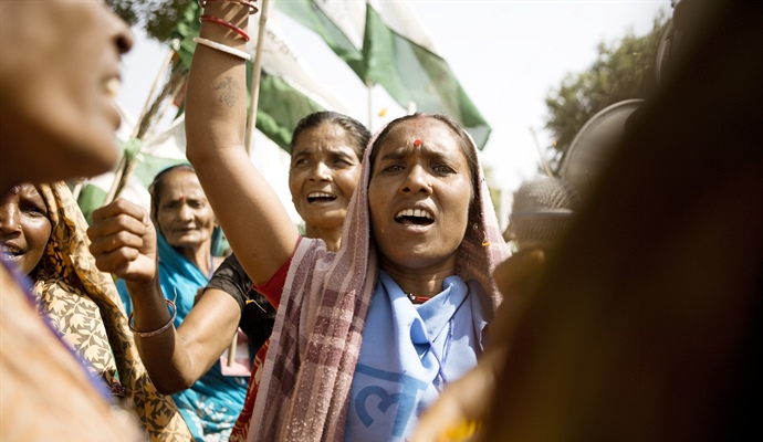 Ekta Parishad putting pressure and raising non-violent protest for land reforms in Delhi